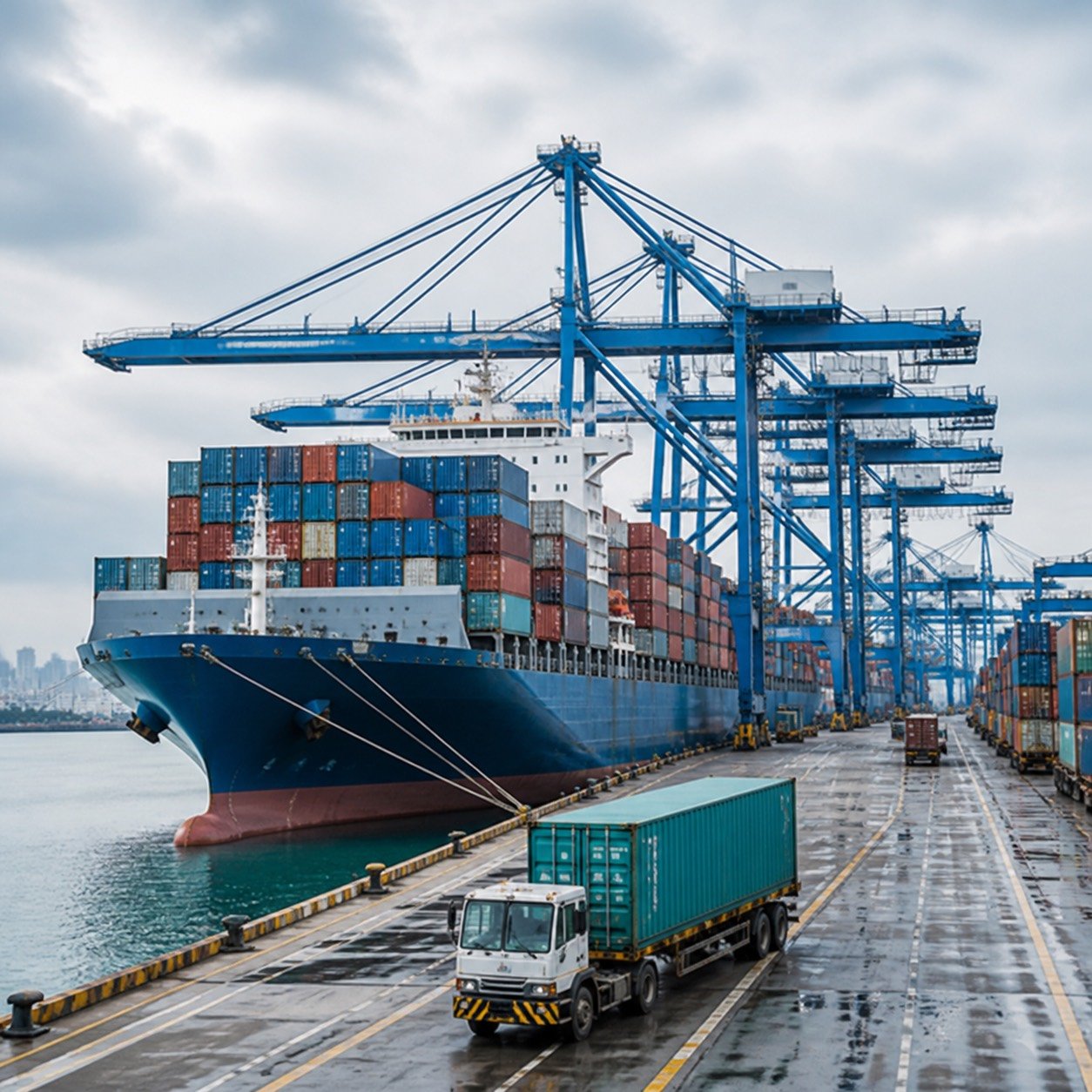 Ocean freight containers at port